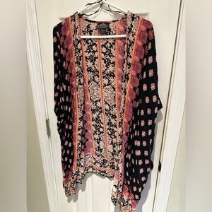 Black and Pink Floral Cardigan